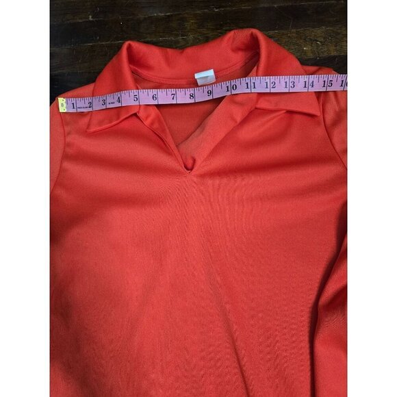 Vintage 70s Red Collared Neck Basic Shirt - Picture 5 of 9